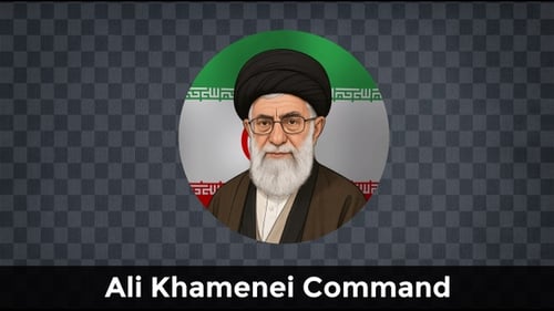 Animation en boucle entre le Commandement Ali Khamenei et le Guide suprême iranien