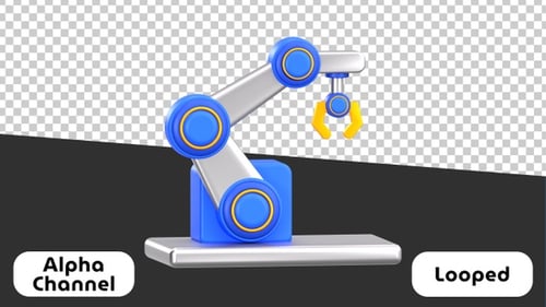3D Animated Robotic Arm for Industry and Automation | Alpha Channel