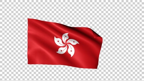 Waving Hong Kong Flag Animation with Realistic Fabric Movement