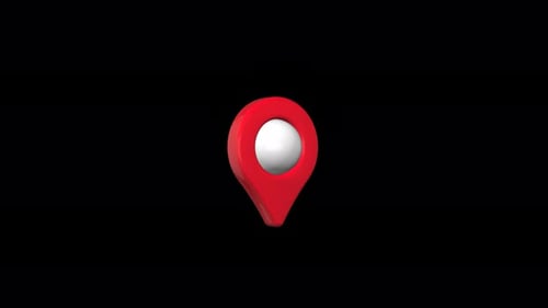 Looping animation of red map location pin bouncing on transparent background