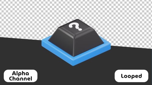 3D Pressing Question Mark Keyboard Key Animation | Alpha Channel