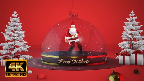 Festive 3D Santa Claus Dancing Christmas and New Year Greeting