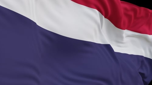 The Thailand flag with alpha channel waving in the wind in slow motion