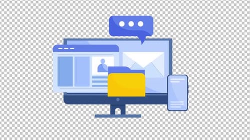 Animated Flat Design for Digital Communication and Data Management
