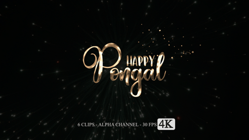 Happy Pongal Sparkling Text Animation Multi-Color Pack