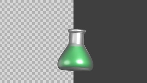 Animated 3D Science Flask with Green Liquid