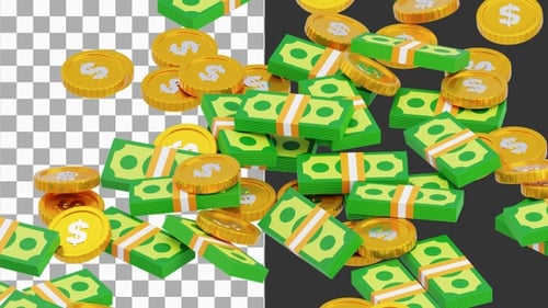3D Animation of Money 2 | Alpha Channel