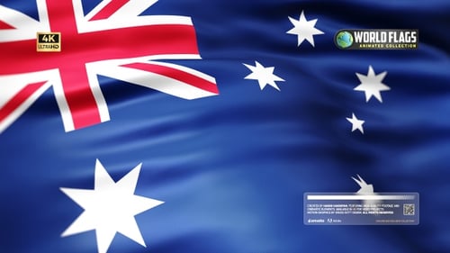 Realistic Australian Flag Waving with Fabric Texture