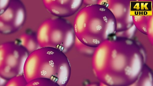 Animated Christmas Ornaments with Snowflakes Holiday Background