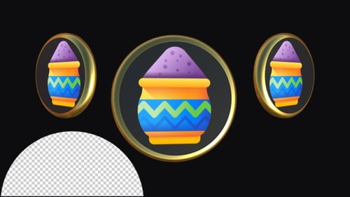Rotating 3D Colorful Holi Pot Icon Animation