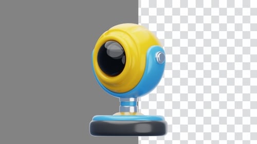 Modern 3D Animated Webcam Icon Rotation Loop