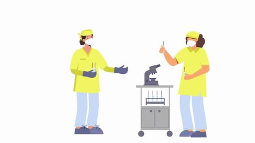 Scientists Working with Microscope and Test Tubes