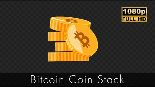 Animated Flat Design Bitcoin Coin Stack