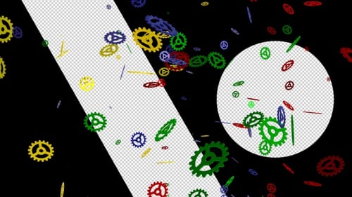 Colorful Gears Falling Motion Graphic Loop Background