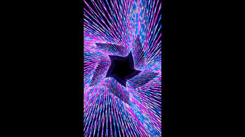 Vertical video dancing neon star tunnel vj loop animation