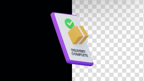 3D Animation of Delivery Complete Mobile App Confirmation