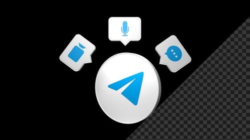 Animated Telegram Logo with Messaging and Communication Icons