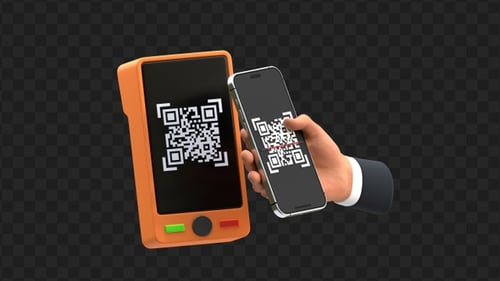 3D Animation of QR Code Payment | Alpha Channel