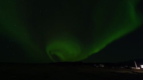 Aurora Northern Lights. Realistic Northern Lights Animation. Green Lights Aurora Borealis in Iceland
