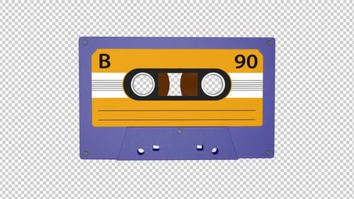 3D Rotating Retro Audio Cassette Tape Loop