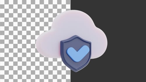 3D Animation of Advanced Cloud Security Shield | Alpha Channel