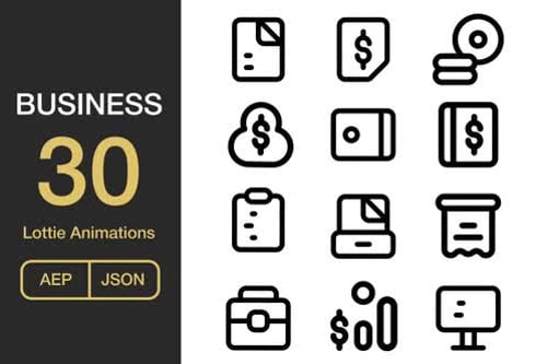 Animated Business and Finance Icons Set