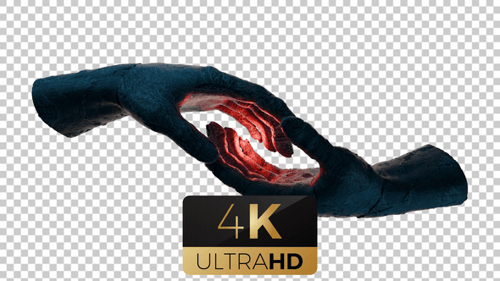 Two Textured Hands Protecting Pulsating Red Energy