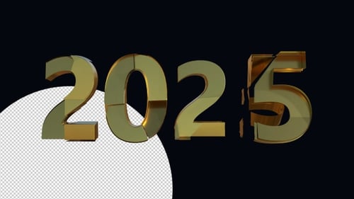 3D Golden Year 2025 Text Reveal Animation