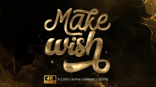 Fluid Gold Calligraphy Make Wish Animation