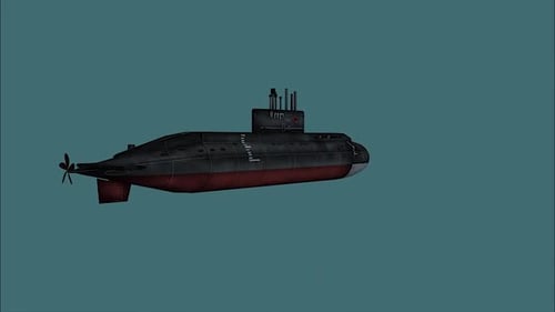 3D Animated Military Submarine Rotating Element