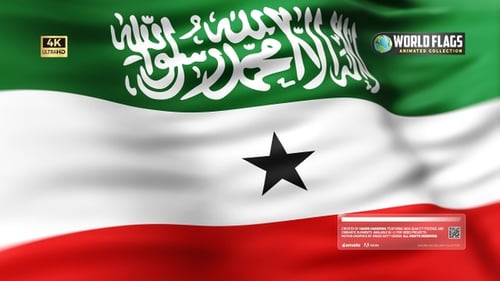 Somaliland National Flag Waving Seamlessly in Wind