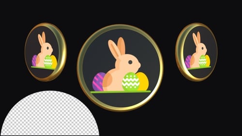 Easter Bunny and Eggs Rotating Badge Animation