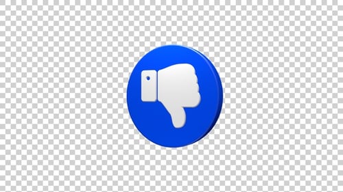 3D Thumbs Down Social Media Icon Rotating Loop