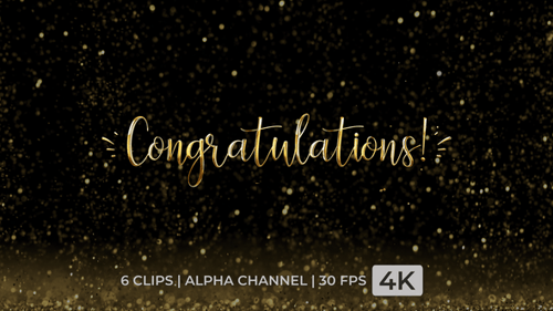 Animated Metallic Cursive Congratulations Text Pack