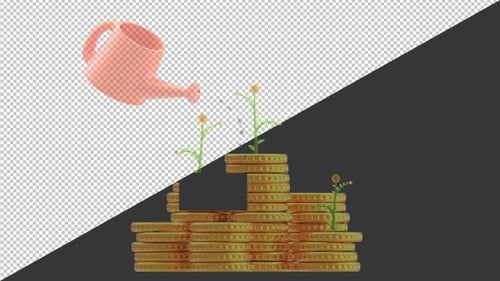3D Money Grows | Alpha Channel