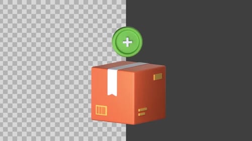 Modern 3D Rotating Delivery Box with Plus Icon