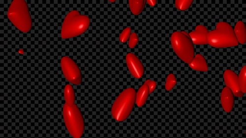 Glossy 3D Falling Red Hearts Overlay