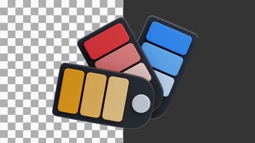 3D Animation of Artistic Color Palette with Swatches | Alpha Channel