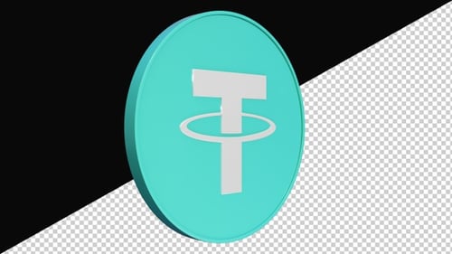 3D Rotating Tether USDT Crypto Coin Logo Animation