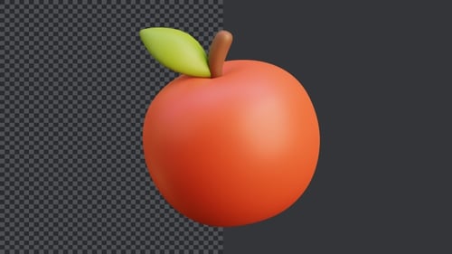 Animated 3D Apple Fruit Object Icon