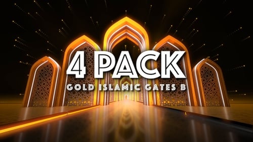 Golden Islamic Archway Tunnel Loop Background