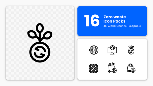 Animated Zero Waste and Recycling Line Icons Pack