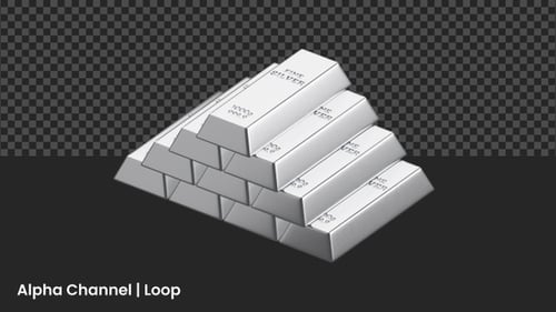 3D Silver Bars Animation | Alpha Loop