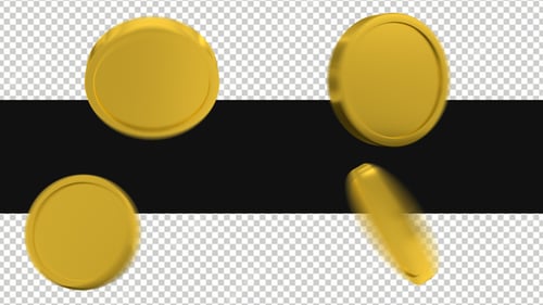 Spinning 3D Gold Coin Seamless Loop