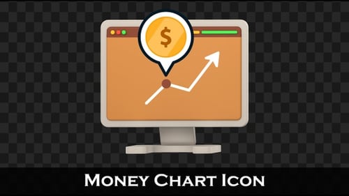Computer Monitor with Growing Financial Chart Animation