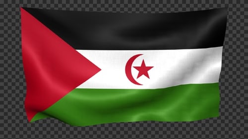 Waving Flag of Western Sahara Realistic Looping Animation