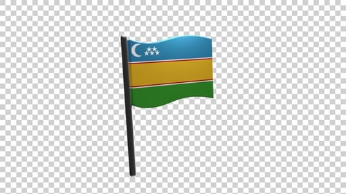 Uzbekistan Flag Waving Animation on Pole