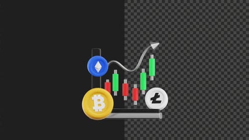 3D Crypto Investment Icon Animation – Digital Asset Growth 4K
