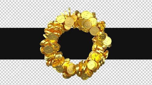 Golden Pound Sterling Coins Spinning Circle Animation
