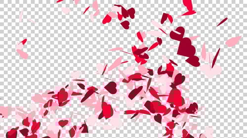 Falling Pink and Red Heart Confetti Background Animation